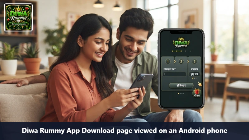 Diwa Rummy App Download page viewed on an Android phone